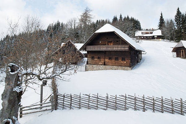 Winterliche Ansicht von Peter Rosegger´s Geburtshaus